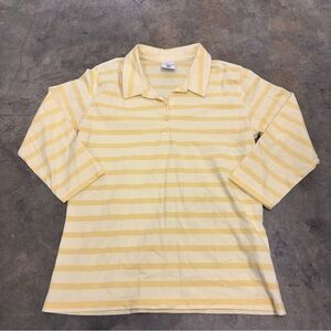Columbia Sportswear Striped Collared 3/4 Sleeve Top Yellow Womens Medium
